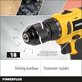 Powerplus Perceuse-Visseuse sans Fil POWX00425 - Tournevis 16V, 2x1.3Ah Batteries, Chargeur, Mallette Outil, Bois, Pierre, Métal - 4