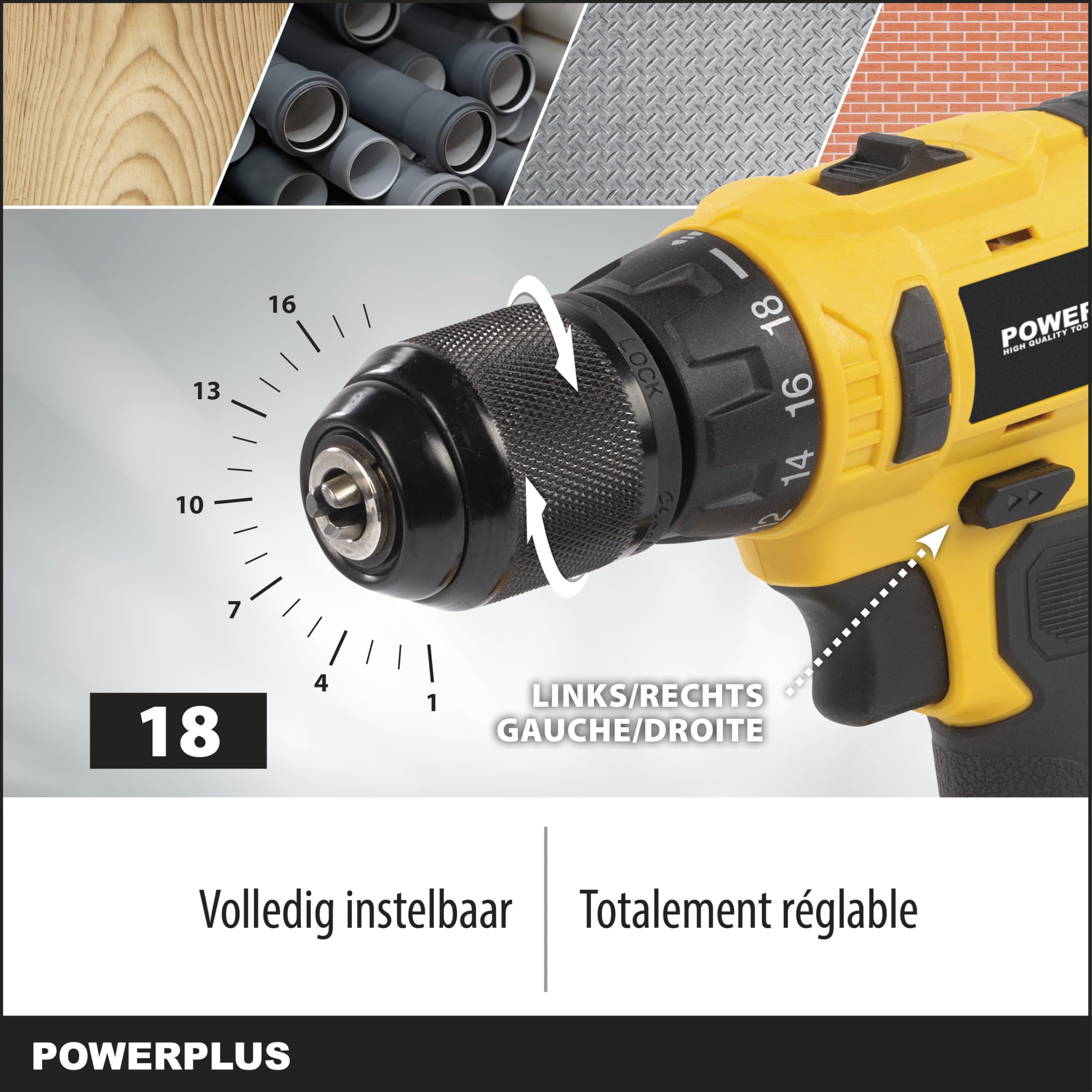 POWERPLUS POWX00425 - Taladro/atornillador 16 V agli ioni di litio 2 bat