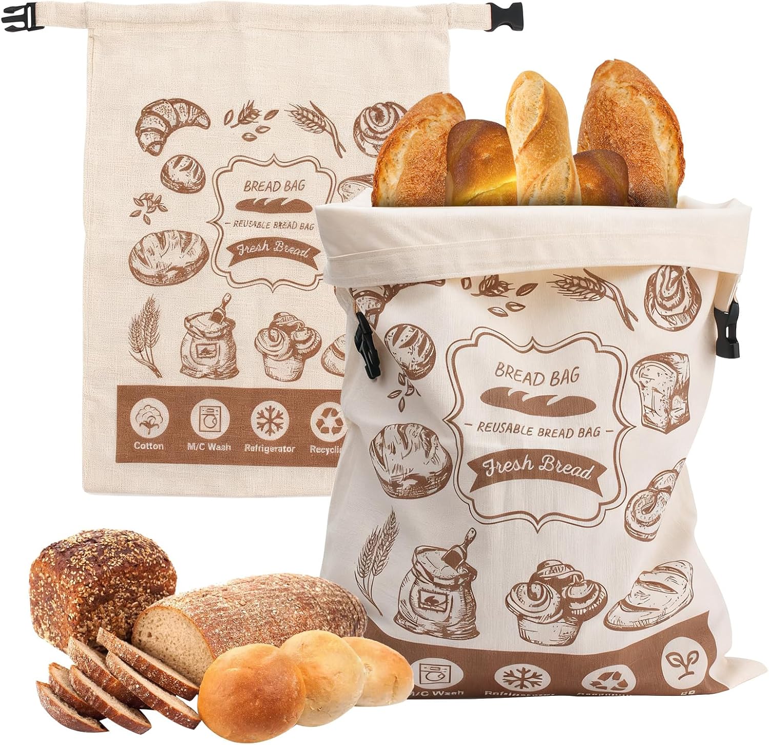 2 Pack Bread Bags for Homemade Sourdough, 17×13 Inches