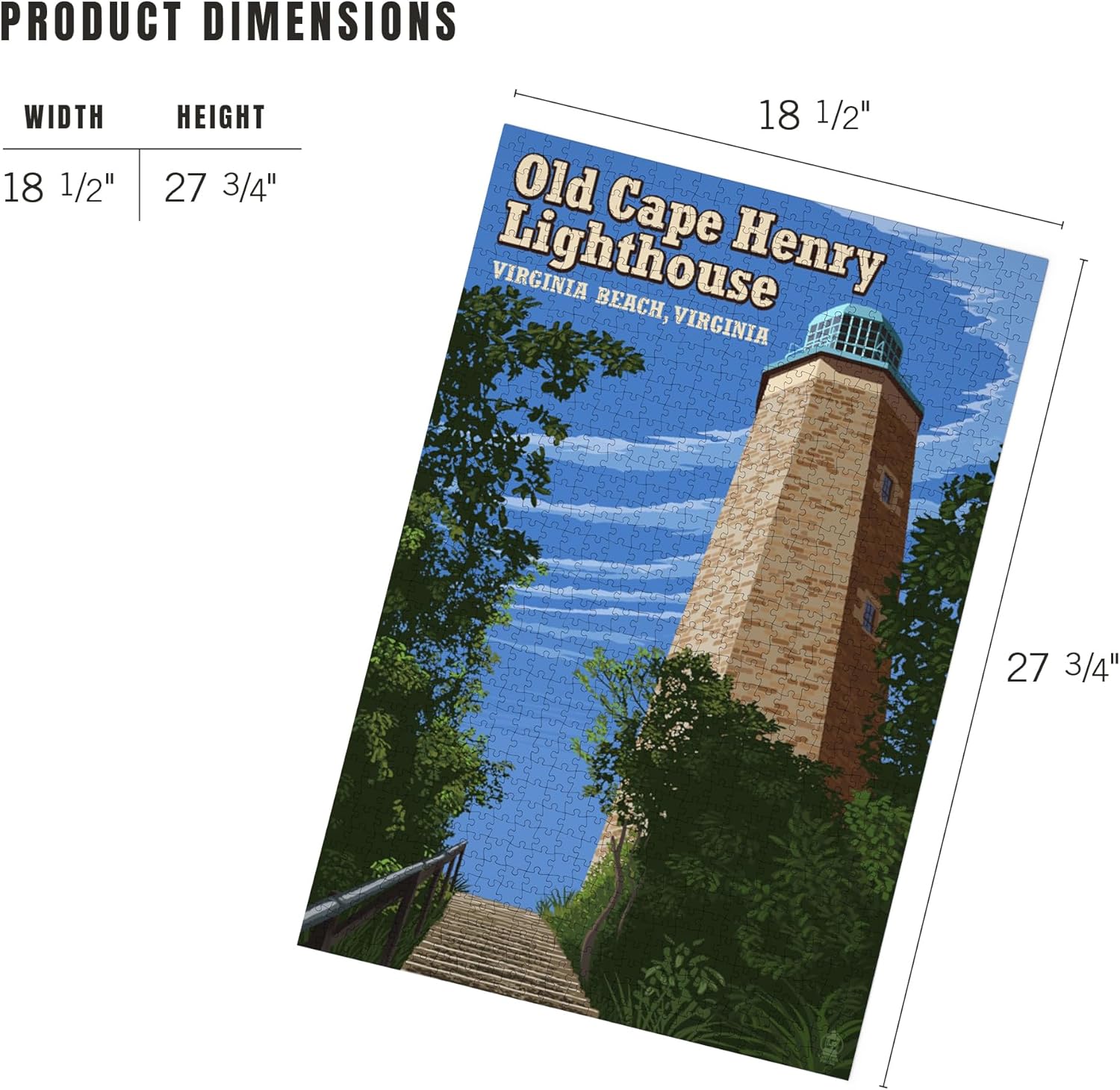 Lantern Press Virginia Beach, Virginia, Old Cape Henry Lighthouse 1000 Piece Jigsaw Puzzle for Adults, Made in USA with Reference Poster