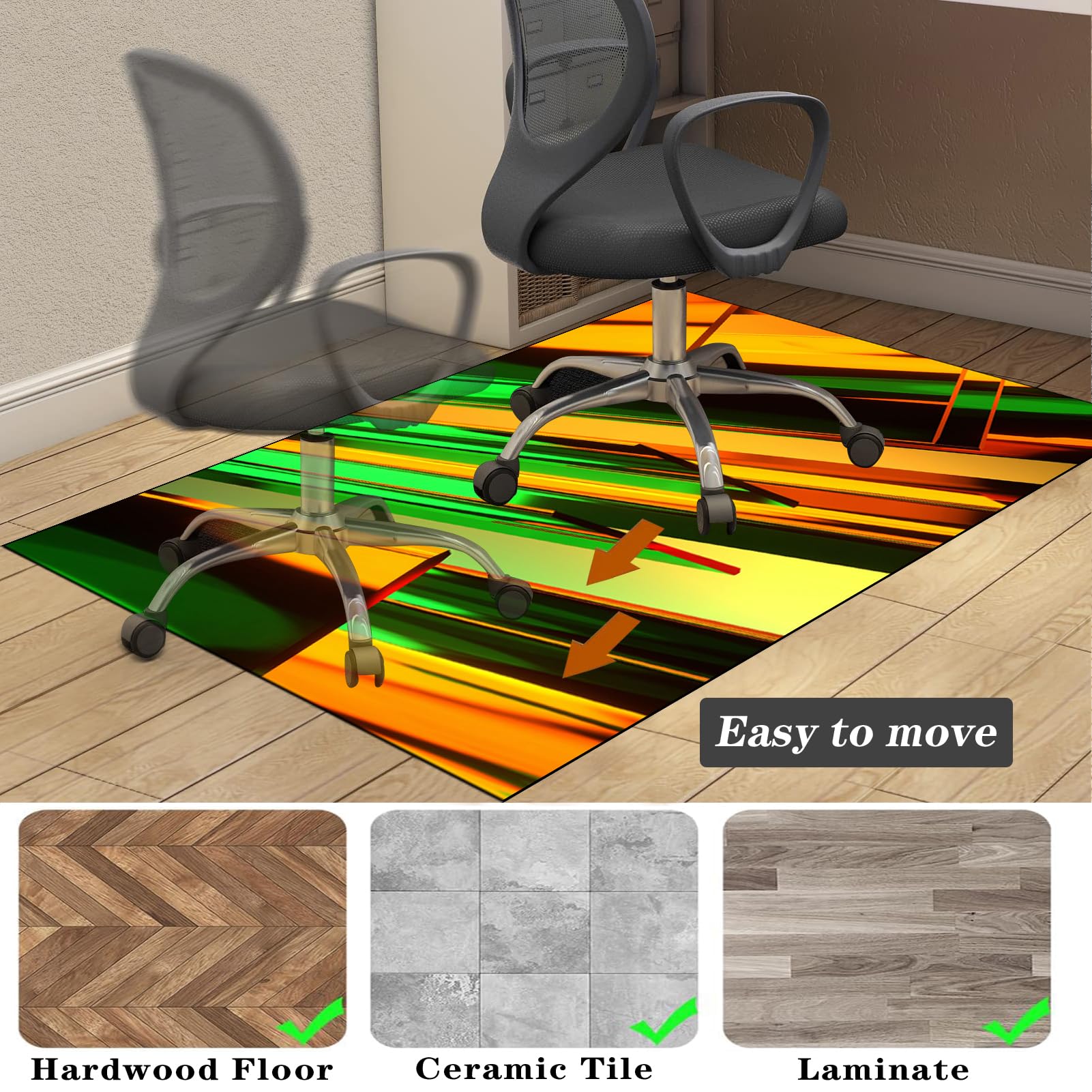 Tapis de Chaise Gaming, Tapis de Sol pour Bureau Plancher de Bois, Tapis Chaise de Bureau, Tapis de Protection pour Sols Durs, Tapis de Sol Bureau Tissu, Tapis Protège-Sol pour Chaise 200 x 210 cm