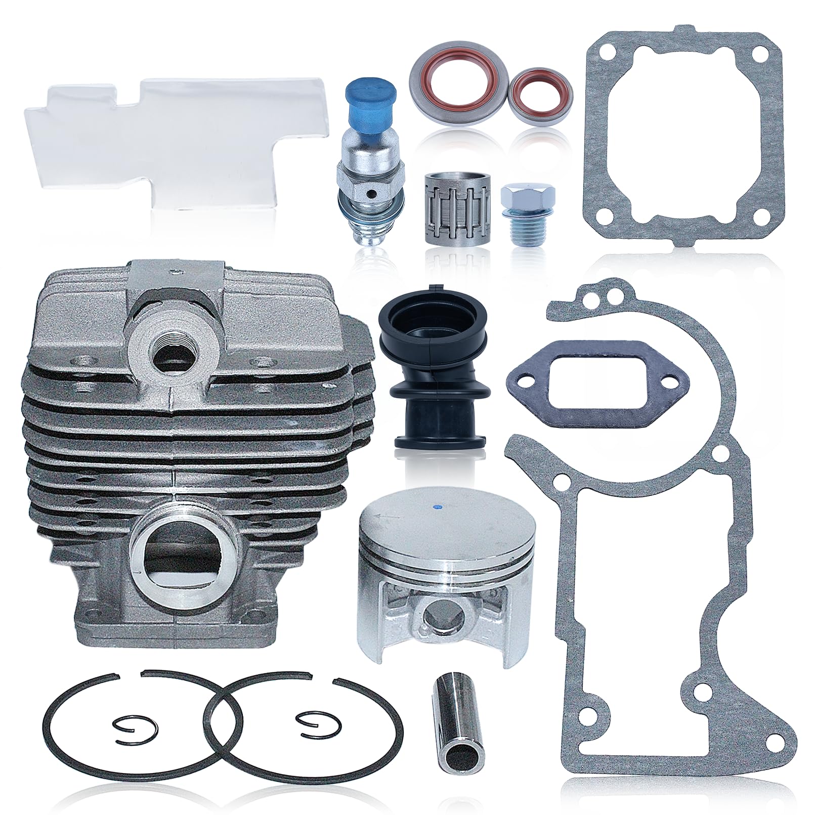 MS440 044 - Kit de pistón cilíndrico para motosierras Stihl 044 MS 440 Magnum, 52 mm, Big Bore Top End Kit de reparación con kit de juntas para motosierra Stihl 044 MS440 (pernos de pistón de