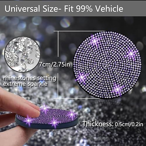 Miniatura 2 de NBTEPEM 4 posavasos para automóvil, 2.75 pulgadas, antideslizantes, a prueba de golpes, universales, con diamantes de imitación, accesorios