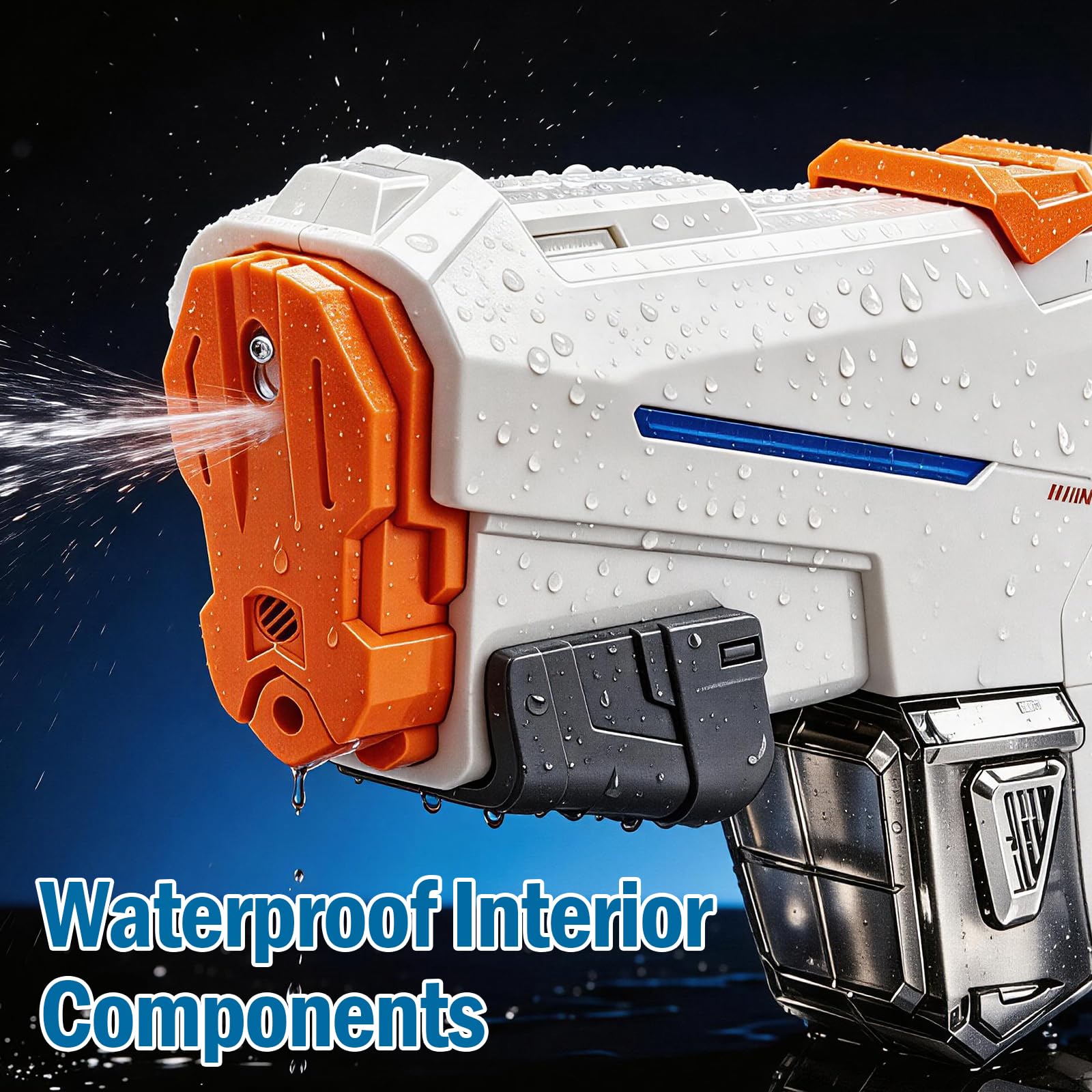Wasserpistole Elektrisch, EIN-Knopf-Automatik, Große Reichweite mit Licht, Automatische Wasserpistole (Grau)