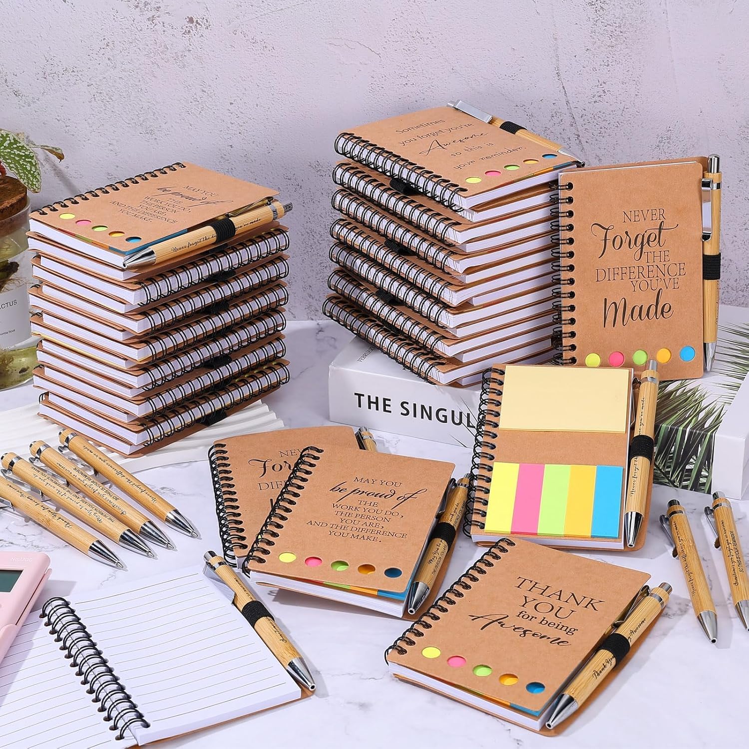 20 Sets Employee Appreciation Gifts Spiral Notebooks with Sticky Notes Notepads Thank You Journals Inspirational Bamboo Ballpoint Pens Bulk for Nurse Teacher Coworker - Image 4