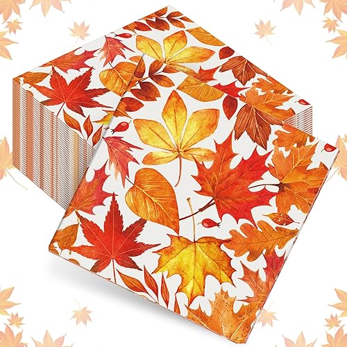 Sherr 200 servilletas de papel desechables de otoño de Acción de Gracias, servilletas de papel desechables para decoración de mesa, toallas de mano