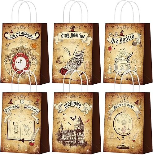 Outus 24 bolsas de regalo para fiesta de mago mágico, bolsas de papel, regalos de fiesta escolar, suministros de fiesta de cumpleaños, bolsas de