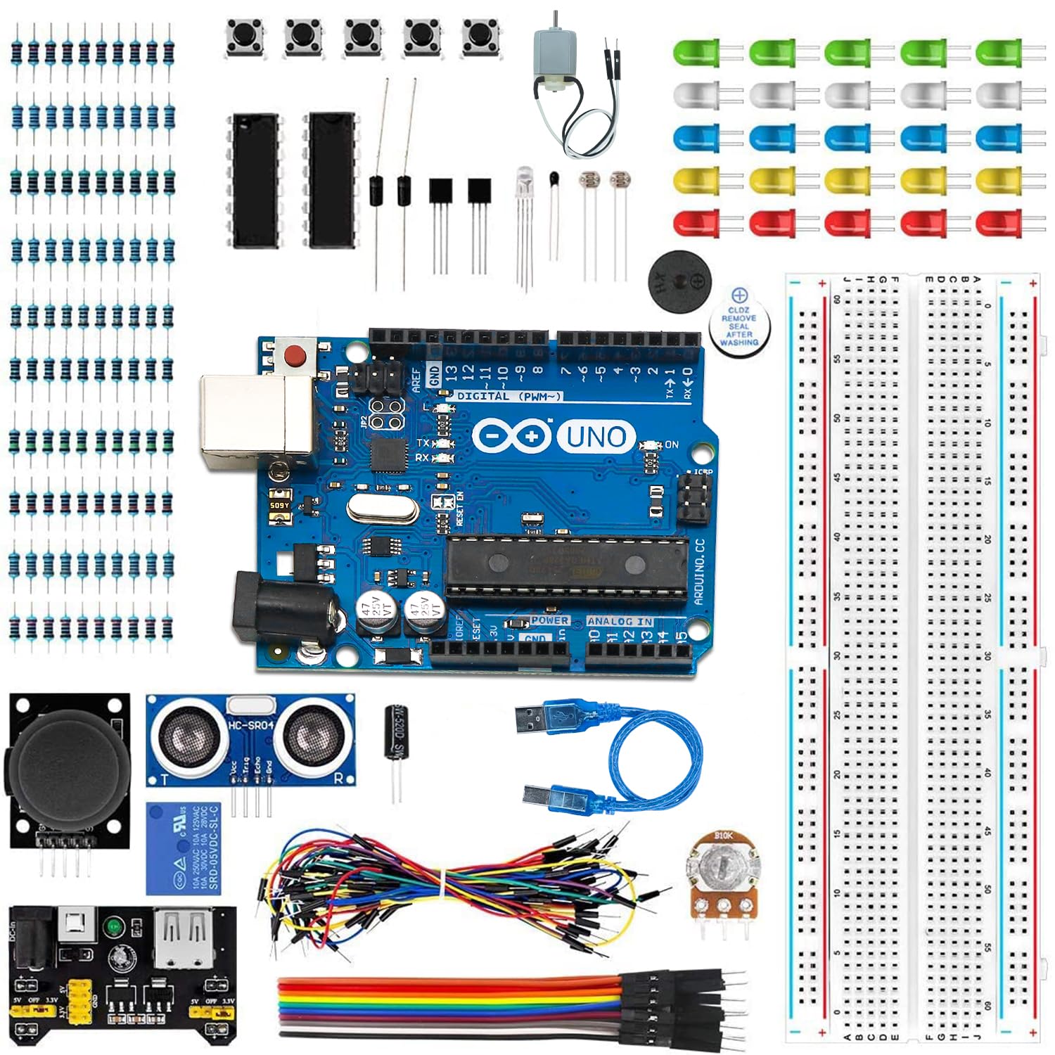 Electronic Spices The Basic Starter kit for Arduino for UNO with Breadboard, LED, Resistor,Jumper Wires and Power Supply (201 Item) (B0DB86HC6Z) Amazon Price History, Amazon Price Tracker