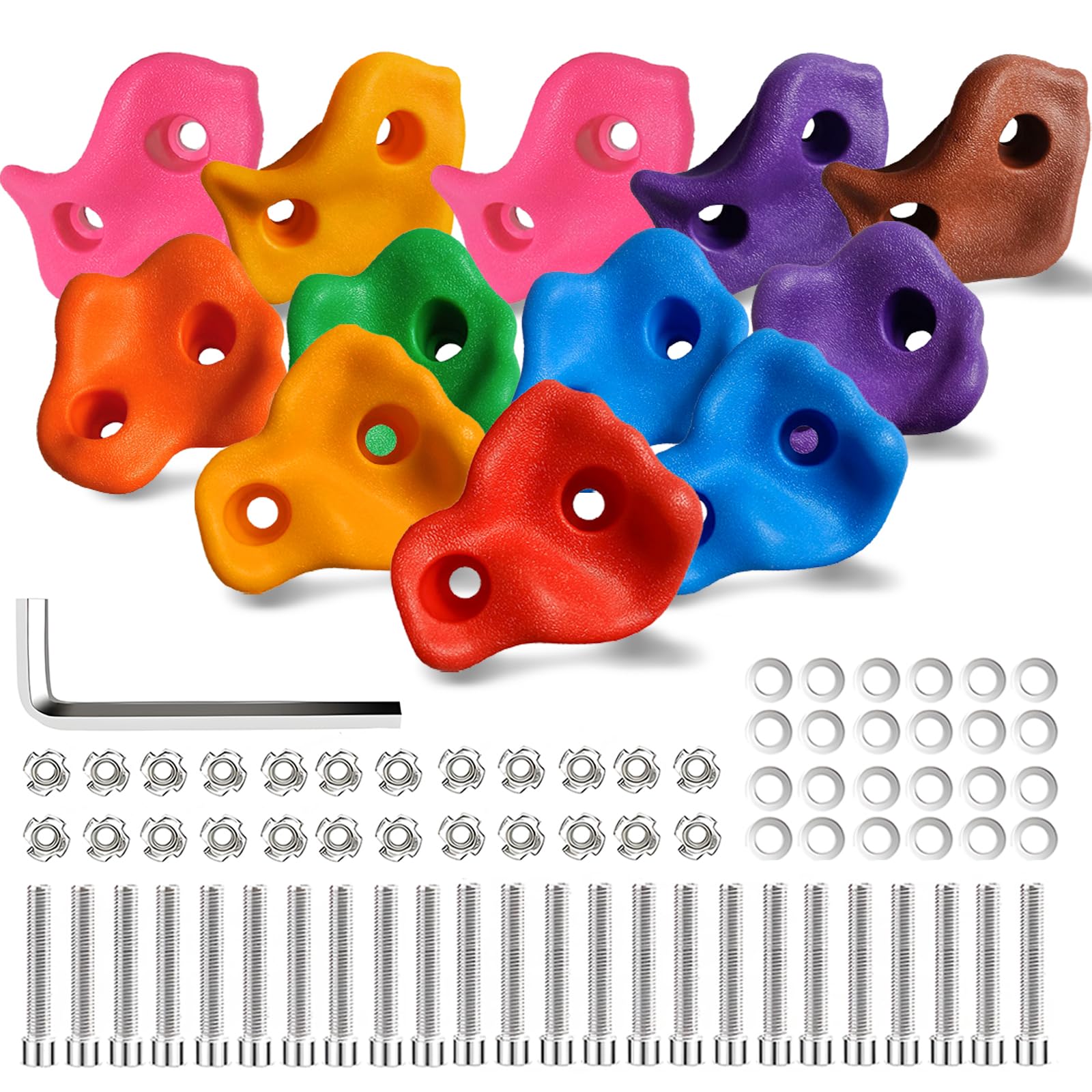 Hyran 12 Pieces Kids Climbing Sockets Set, Climbing Sockets for Kids, Rock Climbing Kit for Indoor and Outdoor with Montagg Hardware