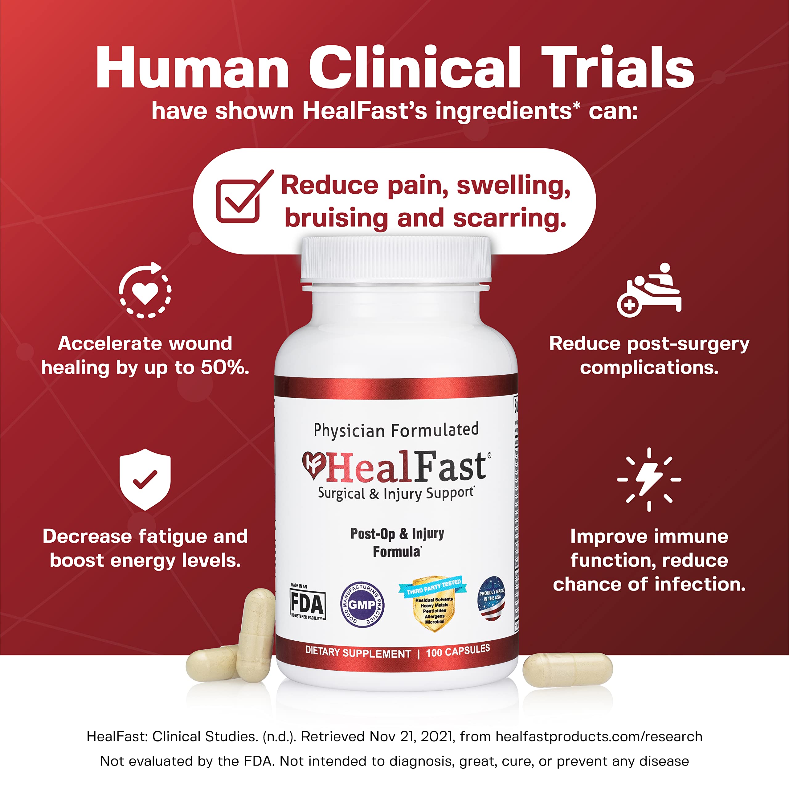 HealFast Surgery & Injury Recovery Supplement (PostOp) Supports