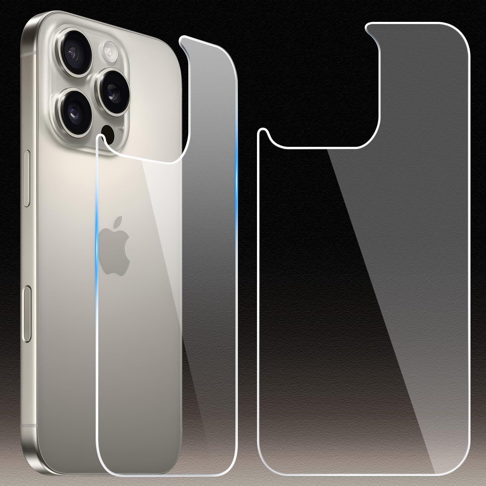 [2 Pack] Back Screen Protectors for iPhone 16 Pro, Bubble-Free & Scratch-Resistant Tempered Glass Back Film (6.3 inch)