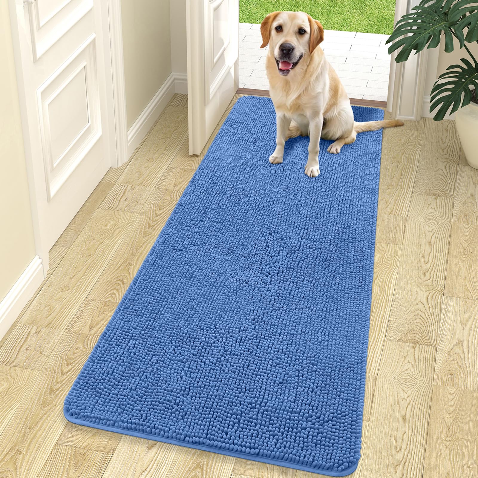 OLANLY Dog Door Mat for Muddy Paws 70x24, Super Absorbent Chenille Mud Mat