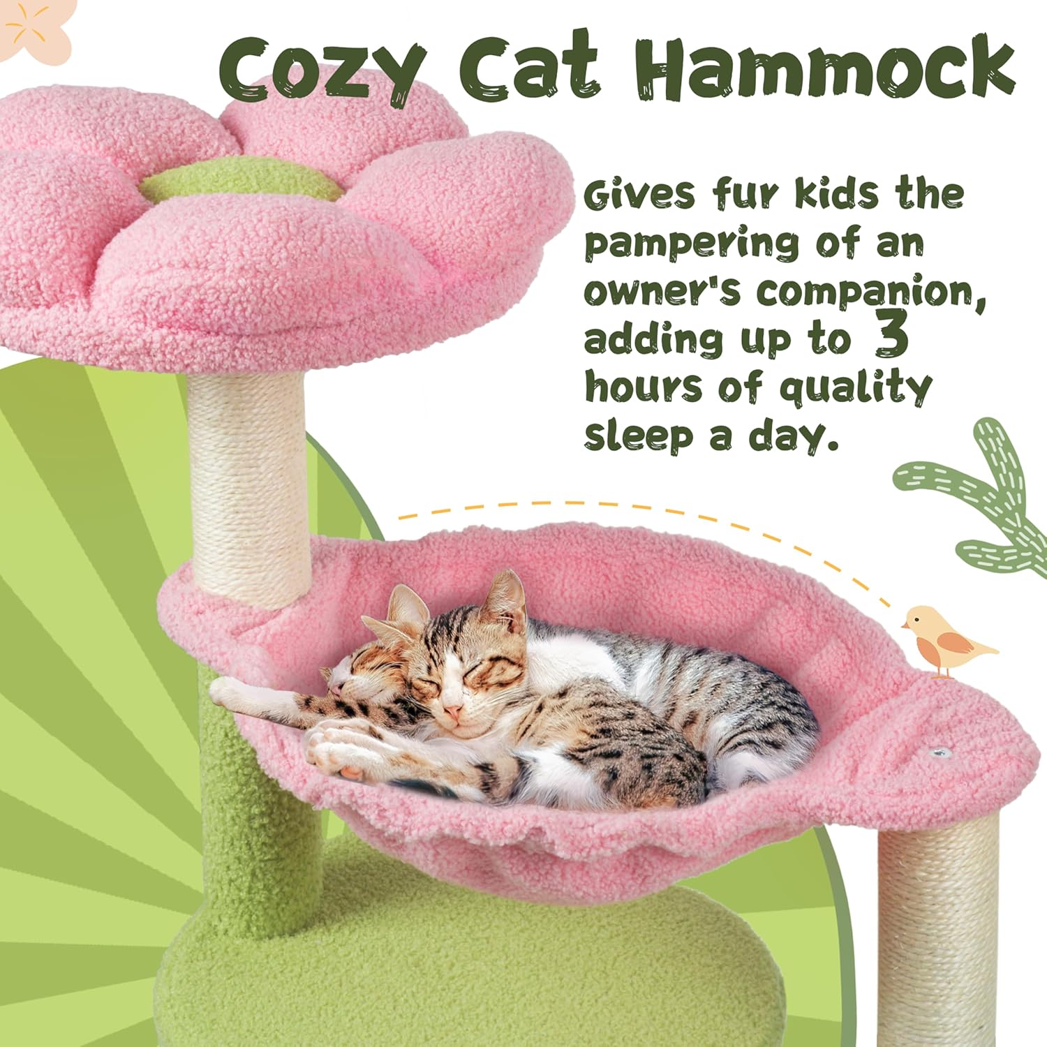 review Pink Cat Tree 33'' & Cat Post with Playground 35''