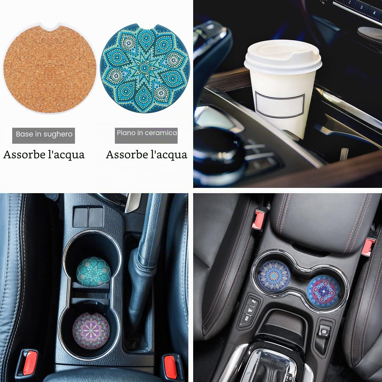 Frienda Baja - Set completo di 14 coprisedili per auto, motivo a righe multicolori, con stampa bohémien, coprivolante, copertura per cintura di sicurezza, ornamenti da appendere, adatti per auto