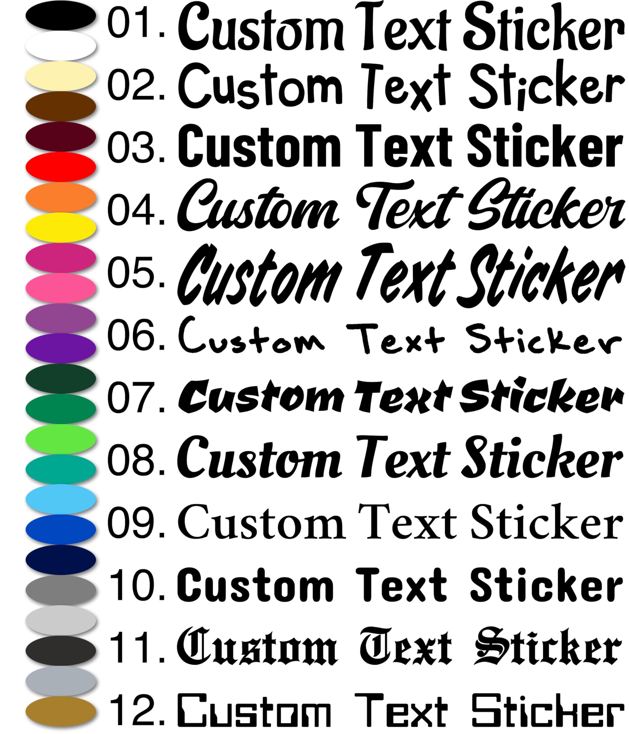 Custom Text Vinyl Decal Sticker Personalised Business Car Van Shop Window Campervan Lettering Stickers | 30 Fonts | 20+ Colours | 2 Lines of Text inc. | 20cm-125cm