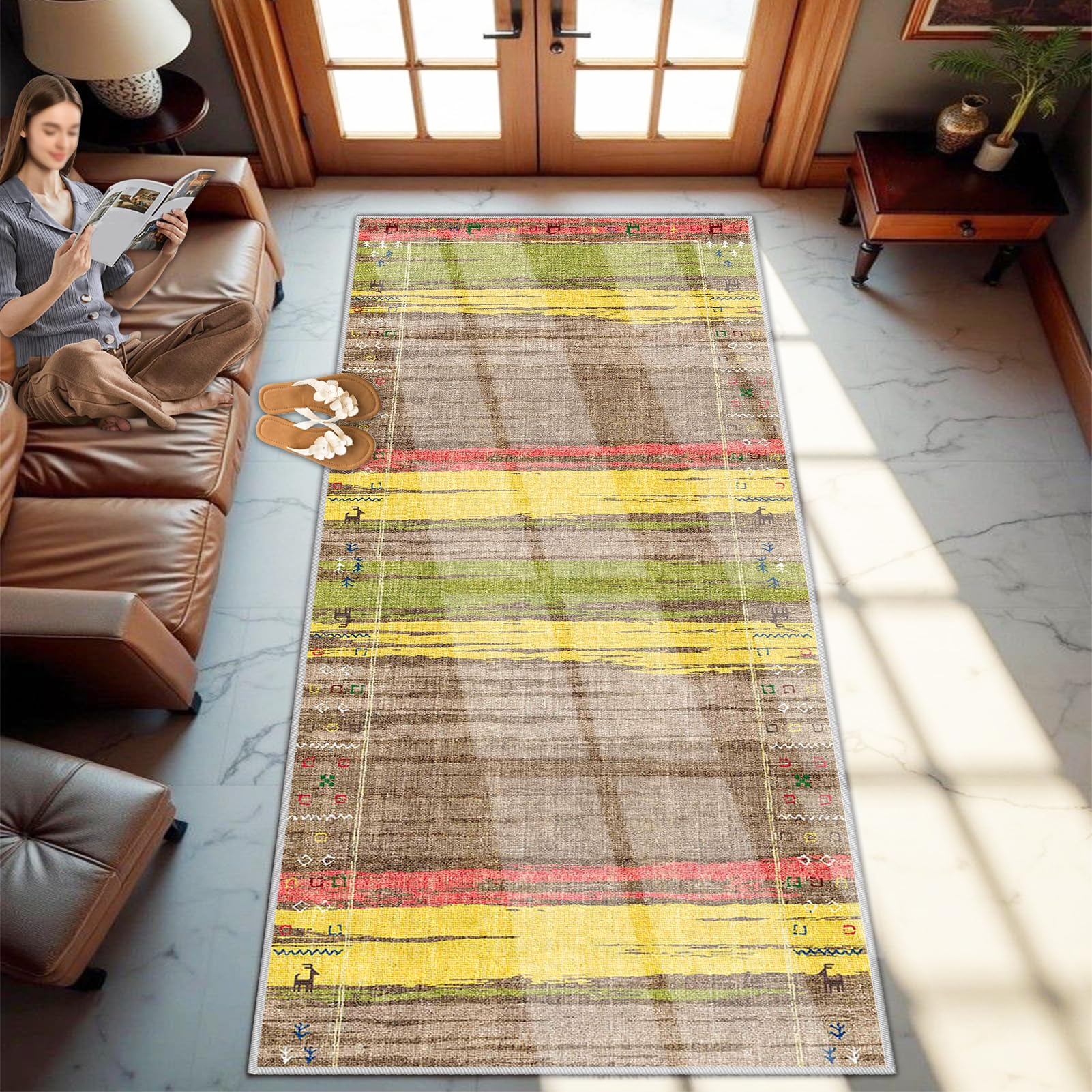Alfombra de cocina lavable con base antiderrapante y tejido absorbente para lavandería