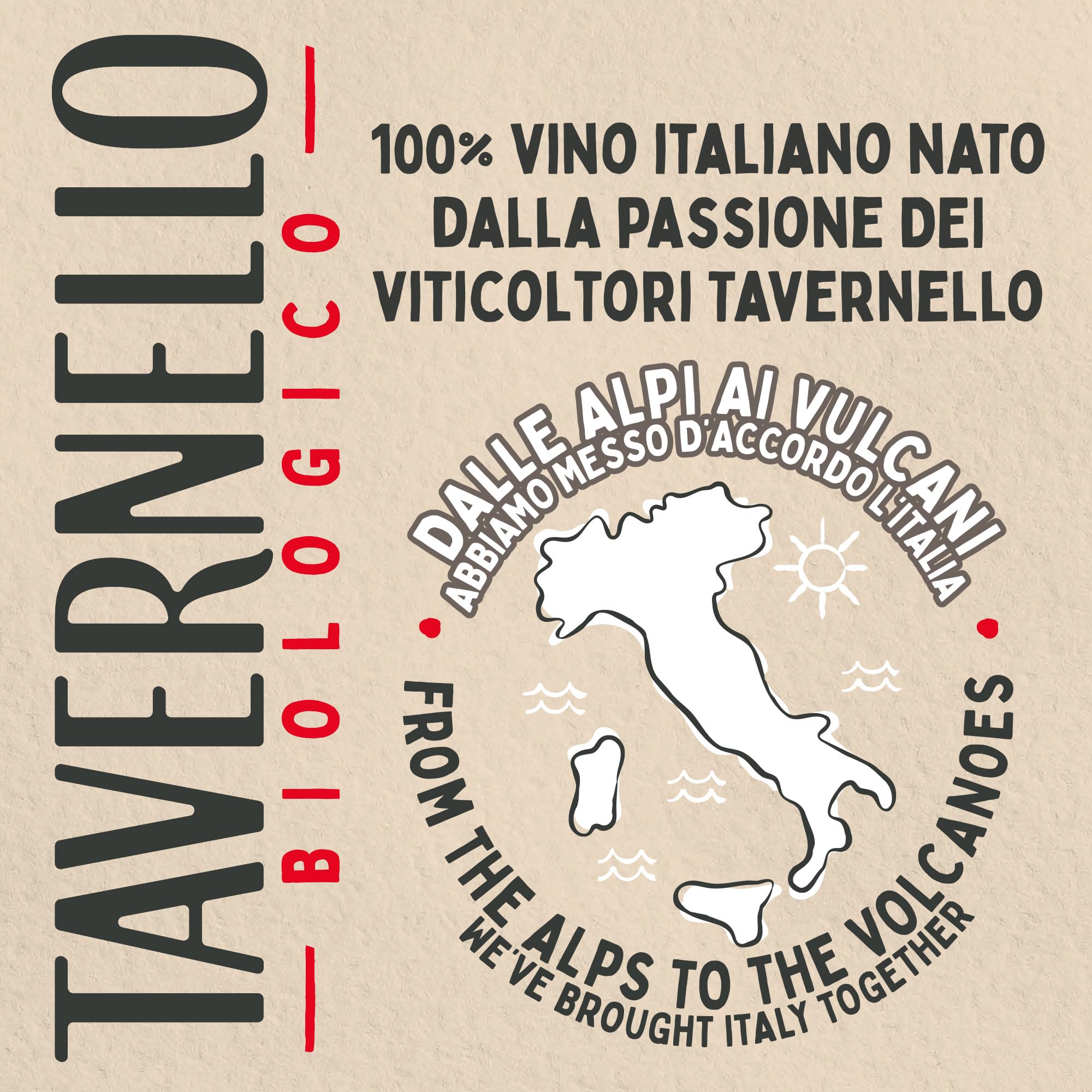 Tavernello Bio Organic Vino Rosso d'Italia, Vino Biologico dal Gusto Rotondo e Persistente, 12.5% Vol, Confezione con 15 Brik da 500 ml