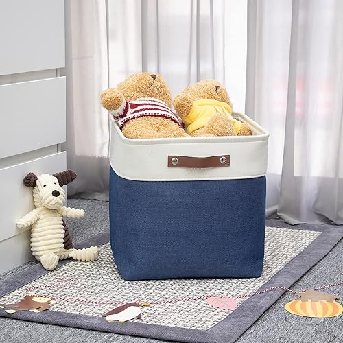 Vista 41 de HNZIGE - Canastas pequeñas de tela para organización (paquete de 6) canastas plegables de almacenamiento para estantes, armarios, lavandería, Asas