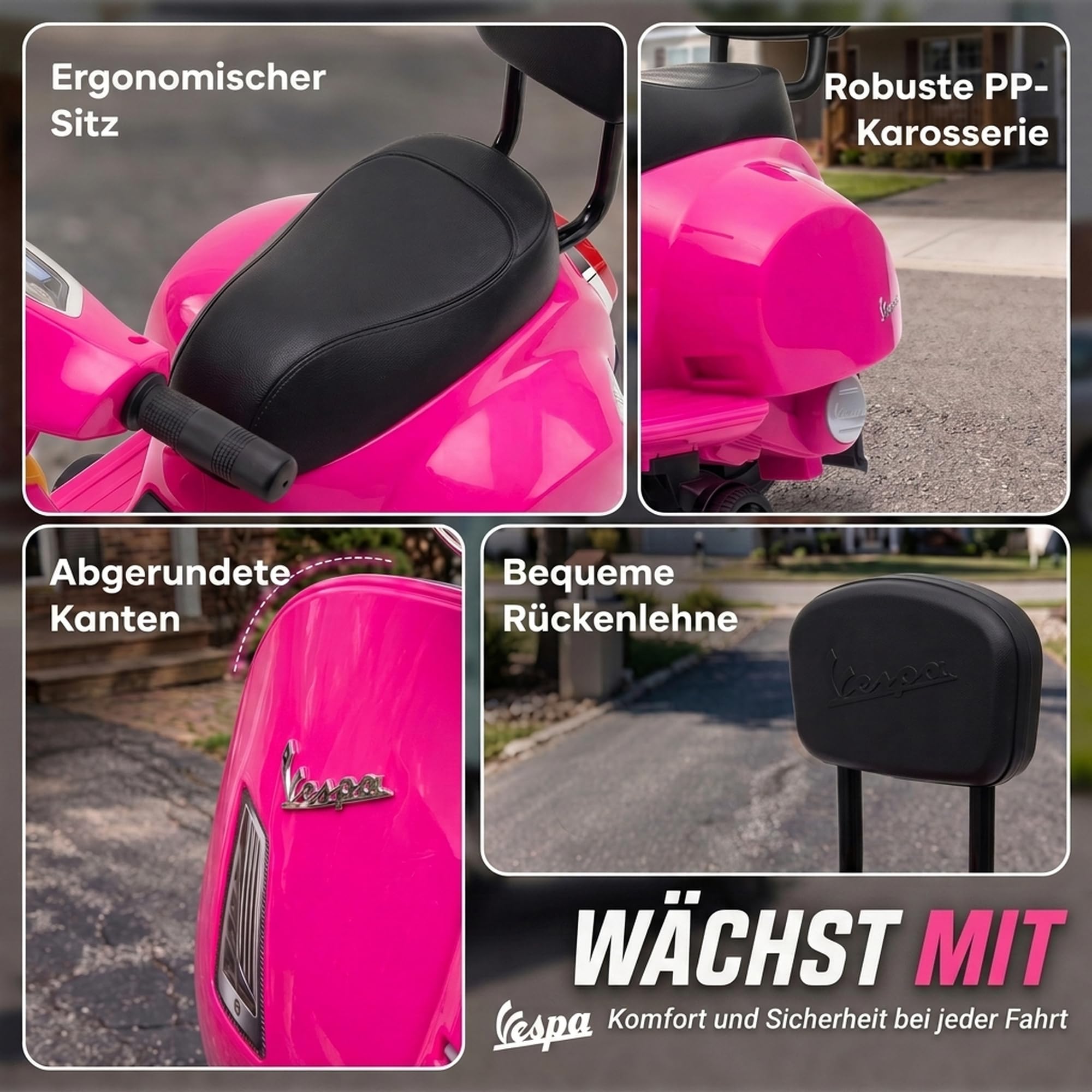 AIYAPLAY Elektryczny motocykl dziecięcy Mini Vespa GTS 6 V motocykl