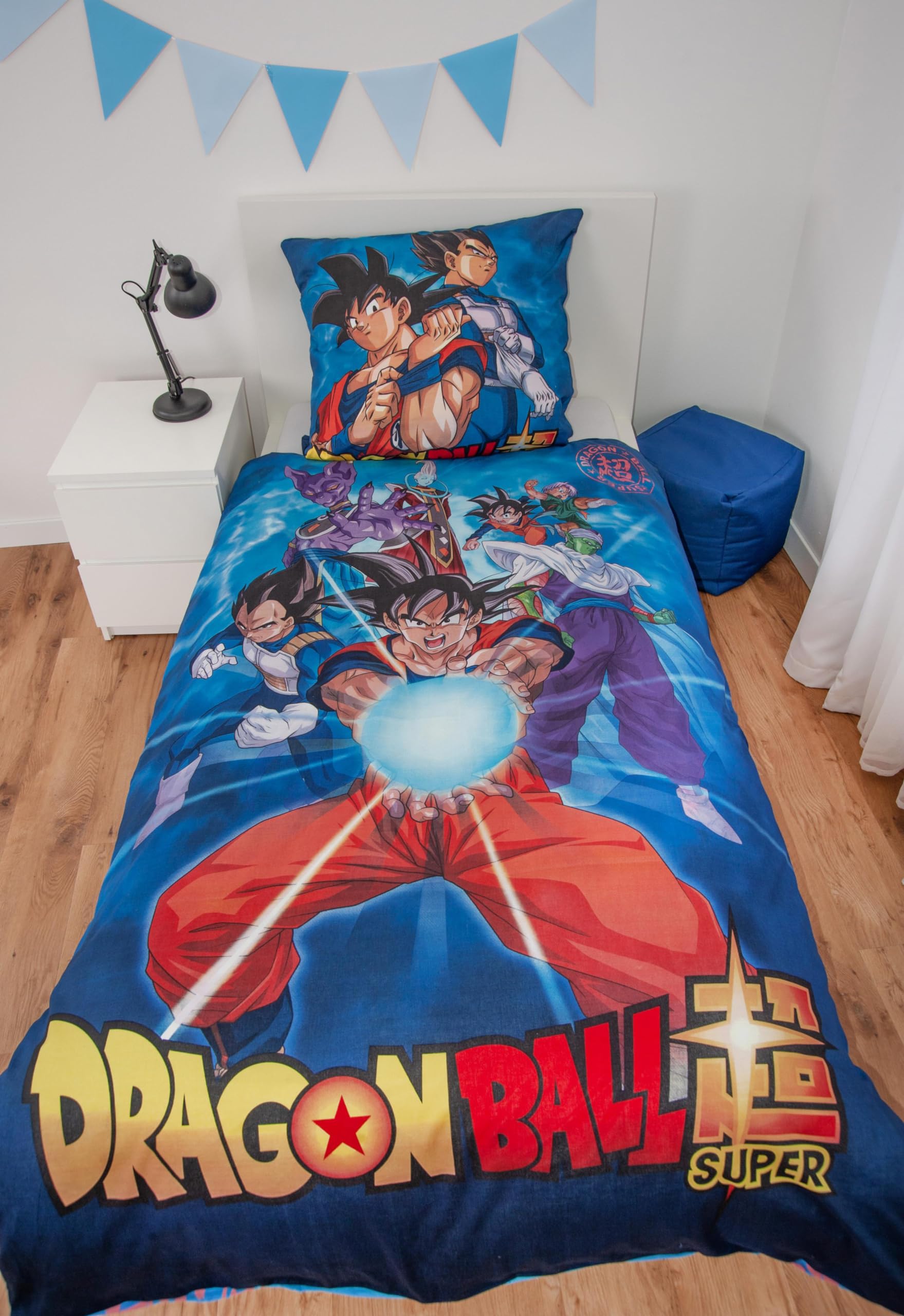 Herding Juego de Cama Dragonball Super, Funda de Almohada de 70 x 90 cm con Cremallera y diseño Reversible, Funda nórdica de 140 x 200 cm, con Cremallera, 100% algodón/Renforcé
