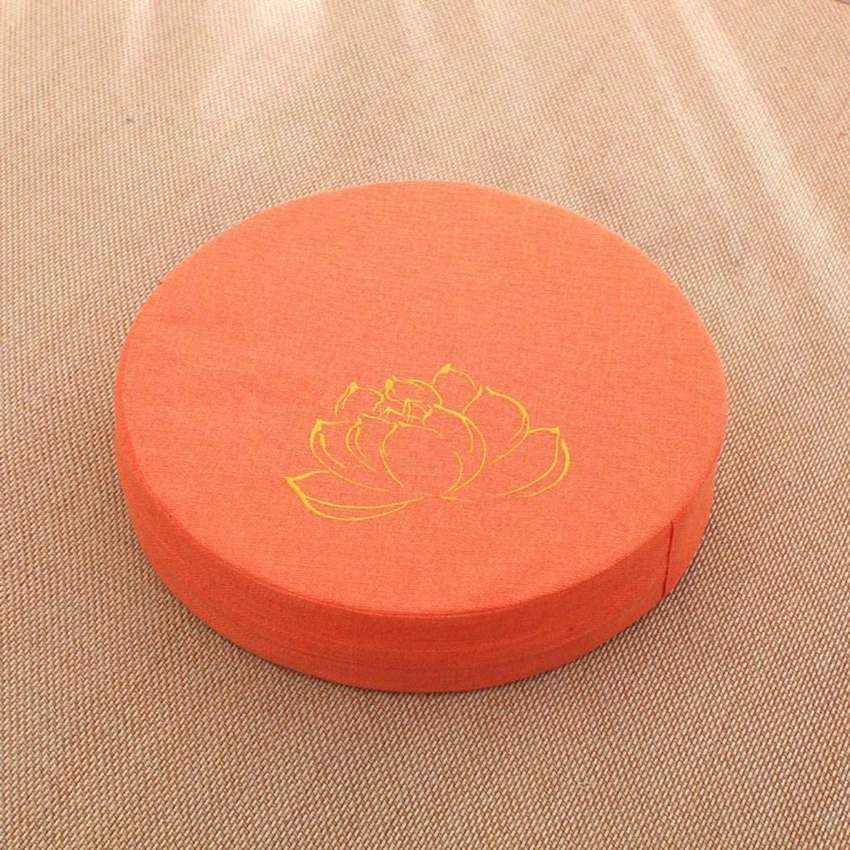 MFLASMF Japanese-style Futon Cushion, Round Thick Detachable Seat Cushion Meditation Pad Floor Cushion Suitable for Indoor Outdoor-50x50x6cm(20x20x2inch)-Orange