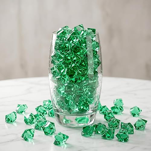 Fake Ice, 150PCS Green Acrylic Fake Diamonds Vase Fillers Plastic