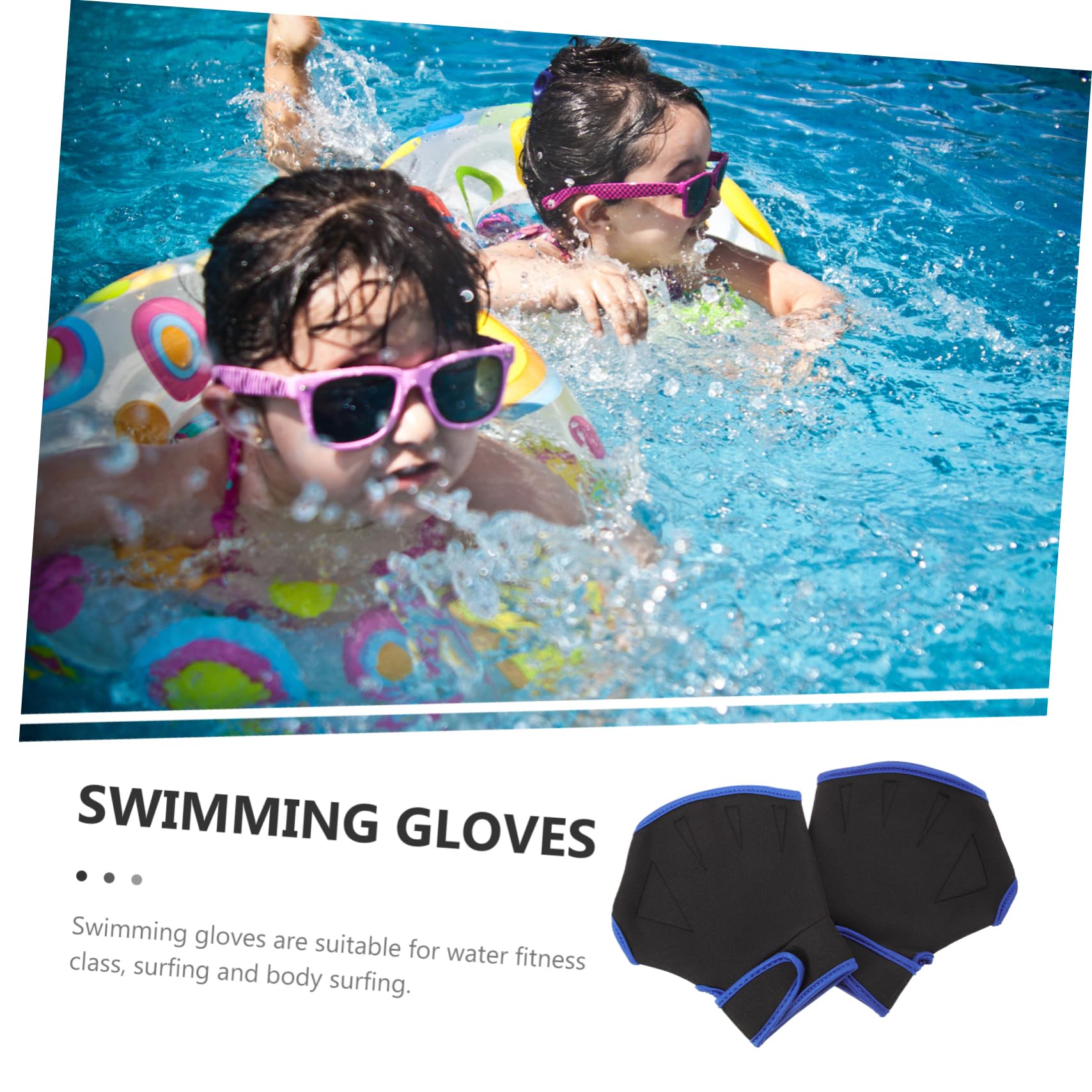 BRIGHTFUFU 1 Pair Neoprene Swim Paddles for Adults Swimming Gloves Adjustable Fit Diving Training Gloves Waterproof Gloves for Pool and Open Water