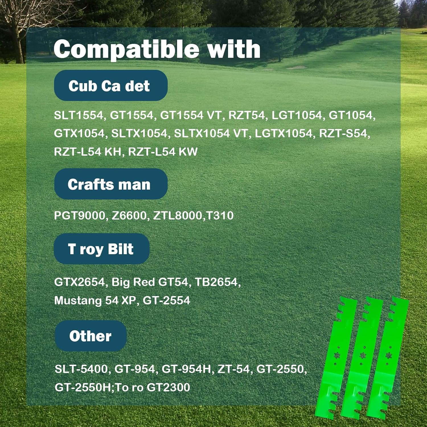 54'' Deck Mower Mulching Blade (942-0677 742-0677 942-0677 Toro 112-0931) Fits MTD Cub Cad et RZT S54 GT2300 GT1054 LGTX1054 LGT1054 Lawn Mower (3 PCS)