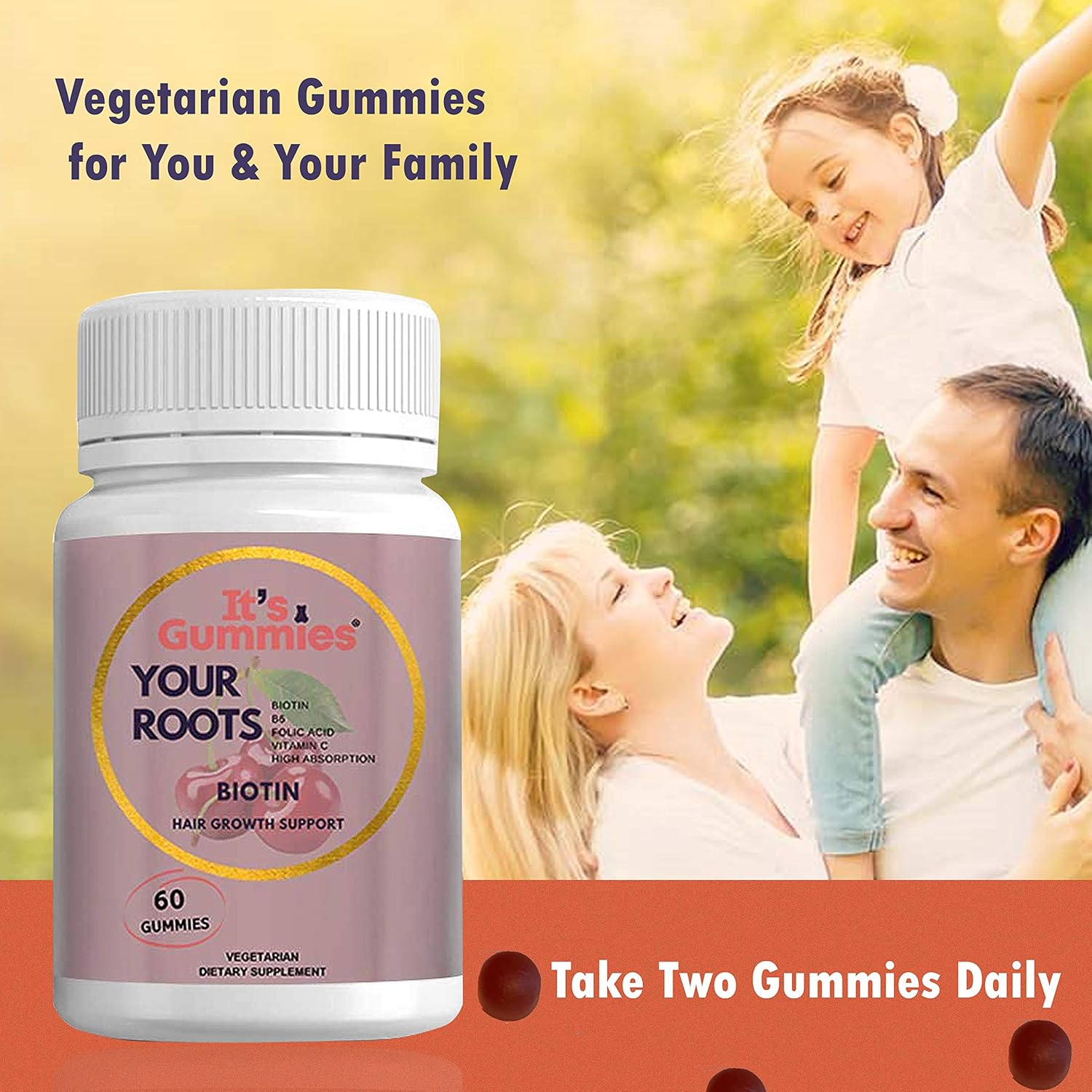 Biotin Vitamin Gummies for Hair, Skin, Nails - 60 Count – Rich in Biotin, Folic Acid, Vitamin C, Vitamin B6 Natural Vegetarian Dietary Supplement for Men and Women – It’s Gummies : Health & Household
