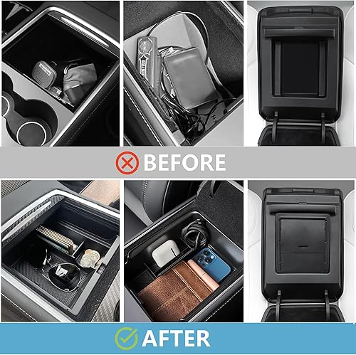 Miniatura 4 de Dozod Bandeja organizadora de consola central de 9 piezas compatibles con Tesla Modelo 3 Modelo Y 2024-2021, caja de almacenamiento para