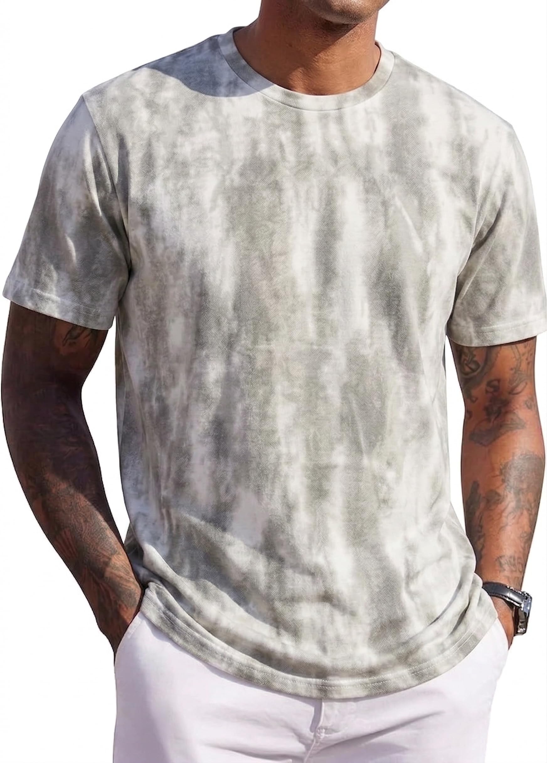 JEEGAL Herren T-Shirt Rundhals, 95% Baumwolle 5% Elasthan, Regular Fit Kurzarm Shirt mit Print, bequemes Männer Basic Shirt für Alltag Freizeit Sommer