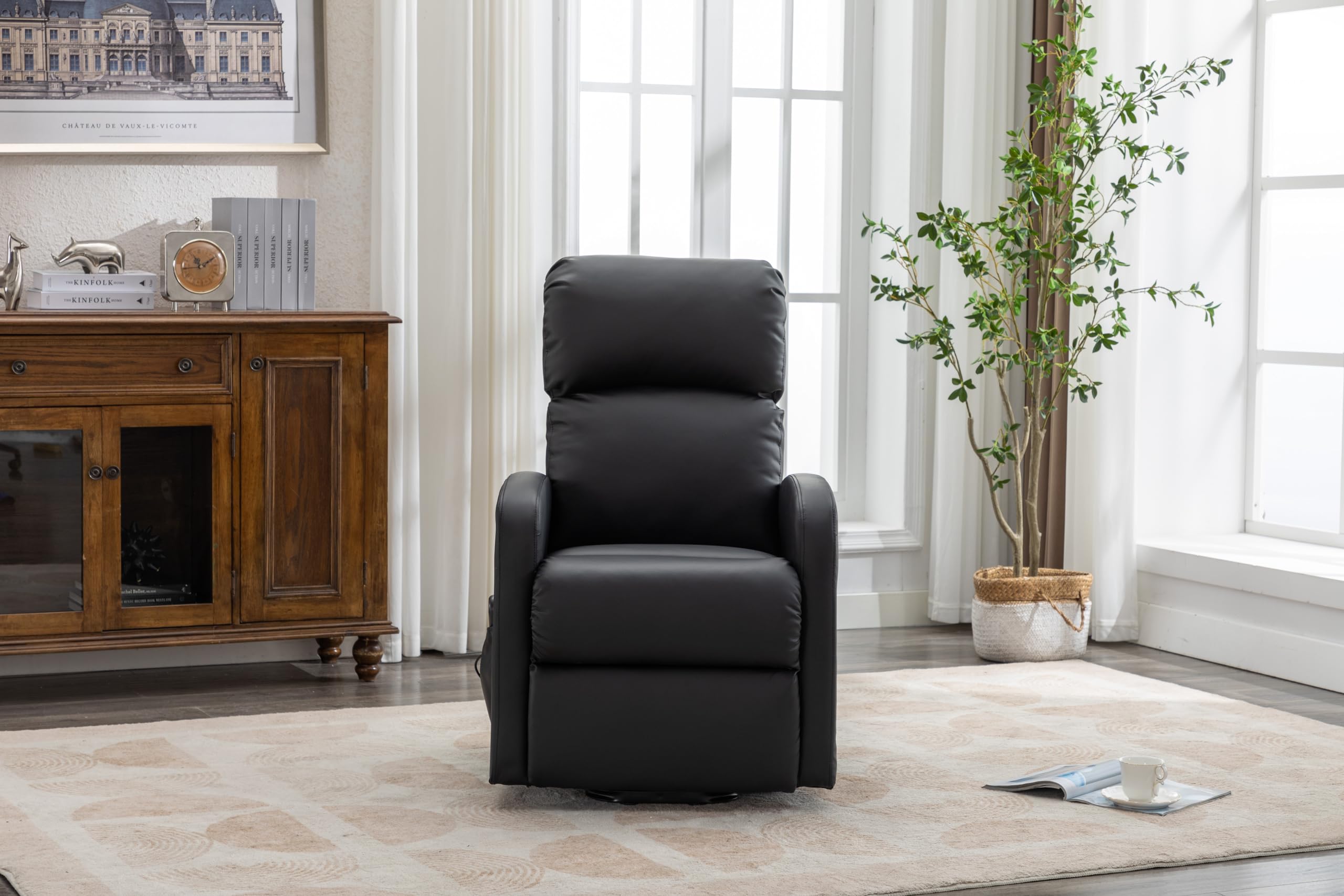 Poltrona elettrica ottima qualità comfort e sostegno quando ci si alza o ci si siede Sistema autoaiuto (Alza persone). Inclinazione elettrica. articolata. Rivestita in similpelle anticrepa colore nero