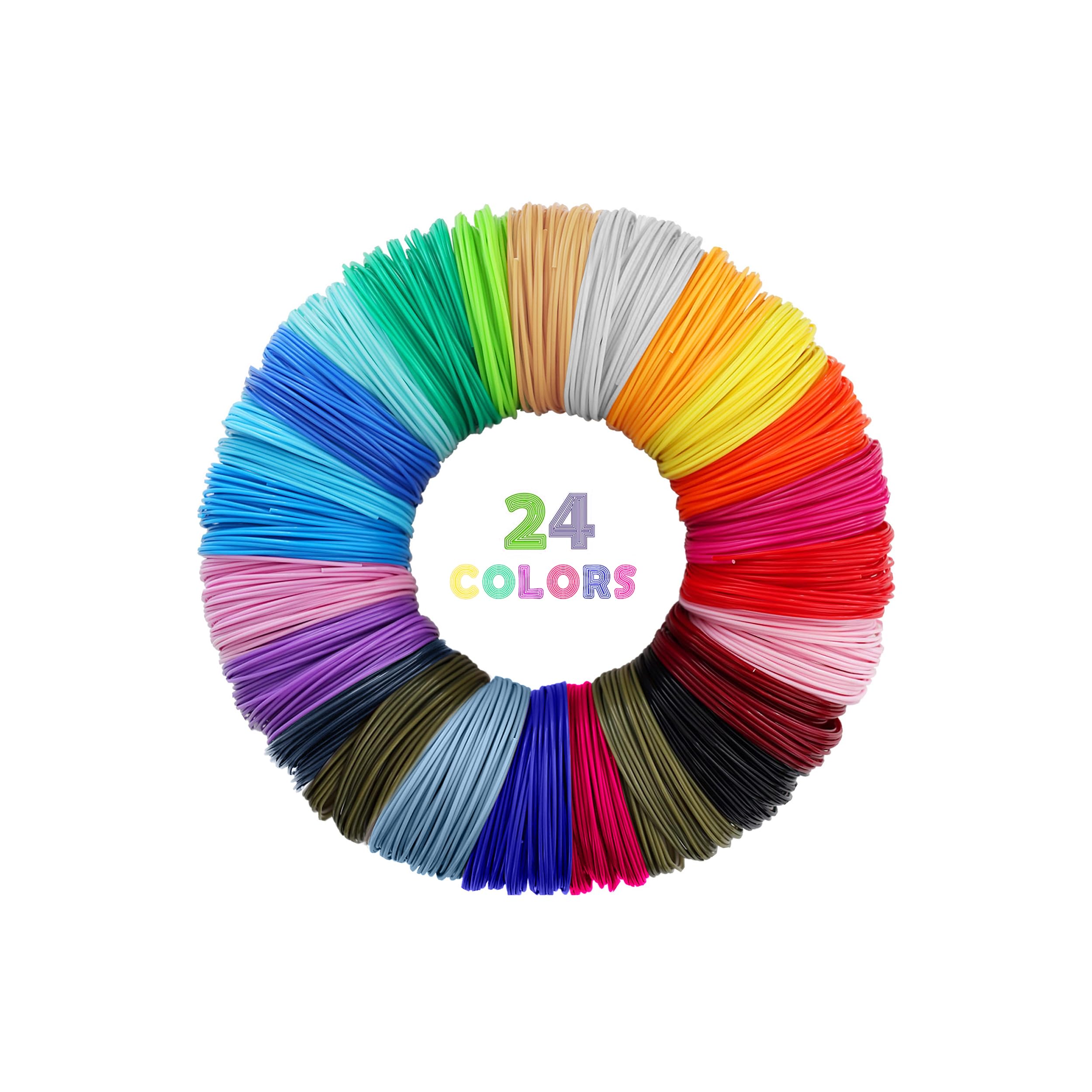 3D Stift Filament PLA, 1,75mm, 24 Farben 3D Pen Filament, je 10M, 3D Stift Zubehör für Kinder Biologisch Abbaubar, Geruchsneutral, PLA Filament 3D Stift für MYNT3D, SCRIB3D