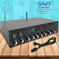 Vista 7 de Pyle Amplificador profesional y receptor Bluetooth sistema de audio estéreo, radio FM, (2) tomas de entrada de micrófono de 1/4 pulgadas
