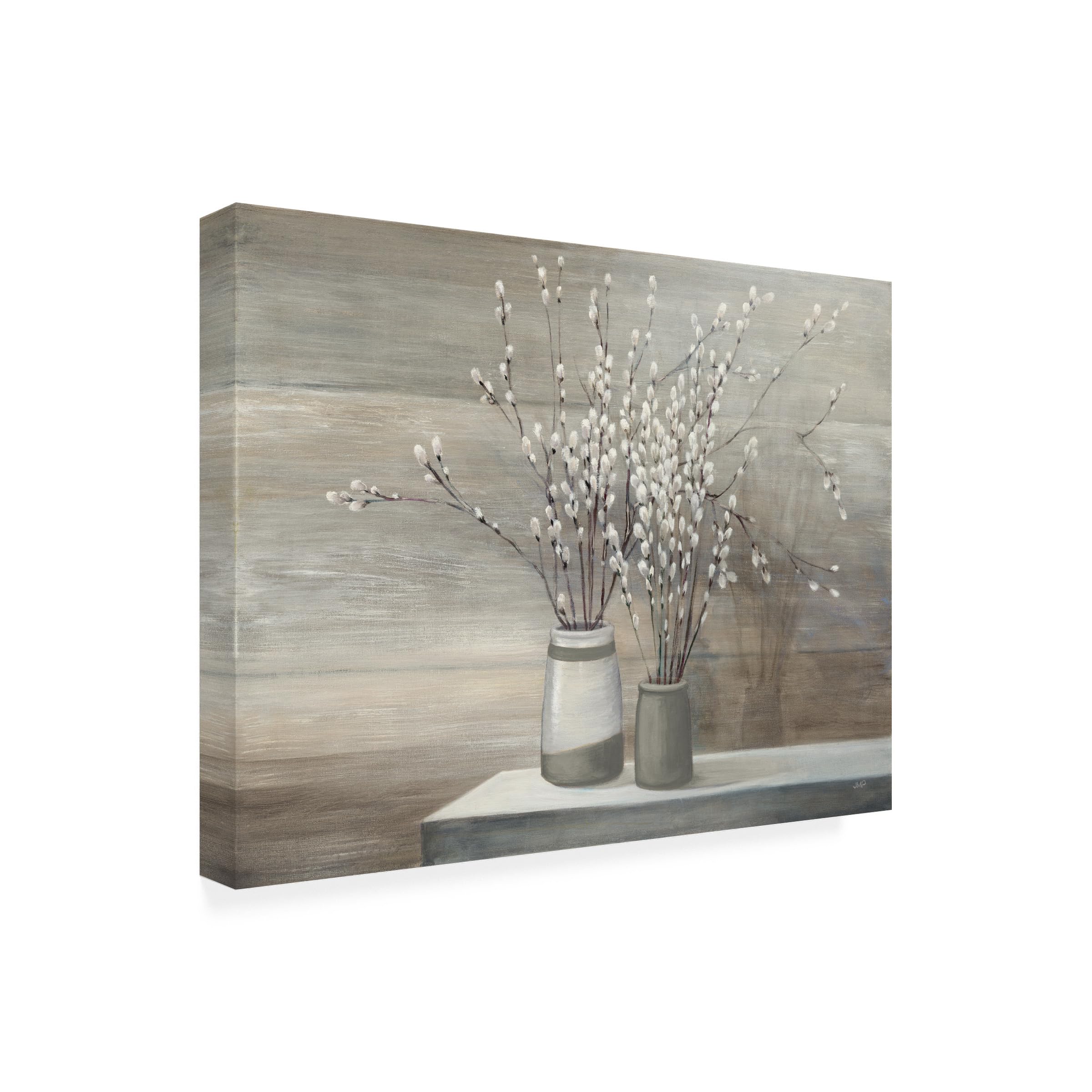 Trademark Fine Art Pussy Willow Still Life Gray Pots by Julia Purinton 35x47-Inch Canvas Wall Art