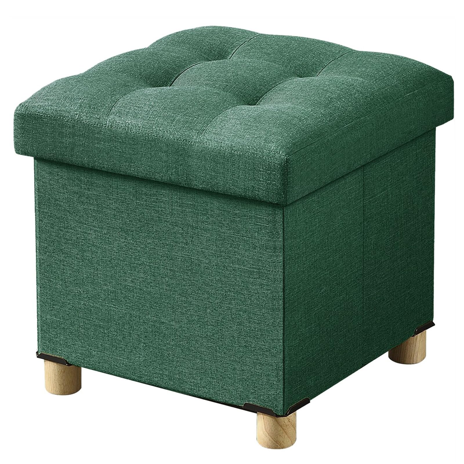 BRIAN & DANY Ottoman with Storage, Small Storage Ottoman for Dorm, Linen Folding Ottoman Foot Stool with Legs for Living Room and Bedroom, 15"x15"x15"
