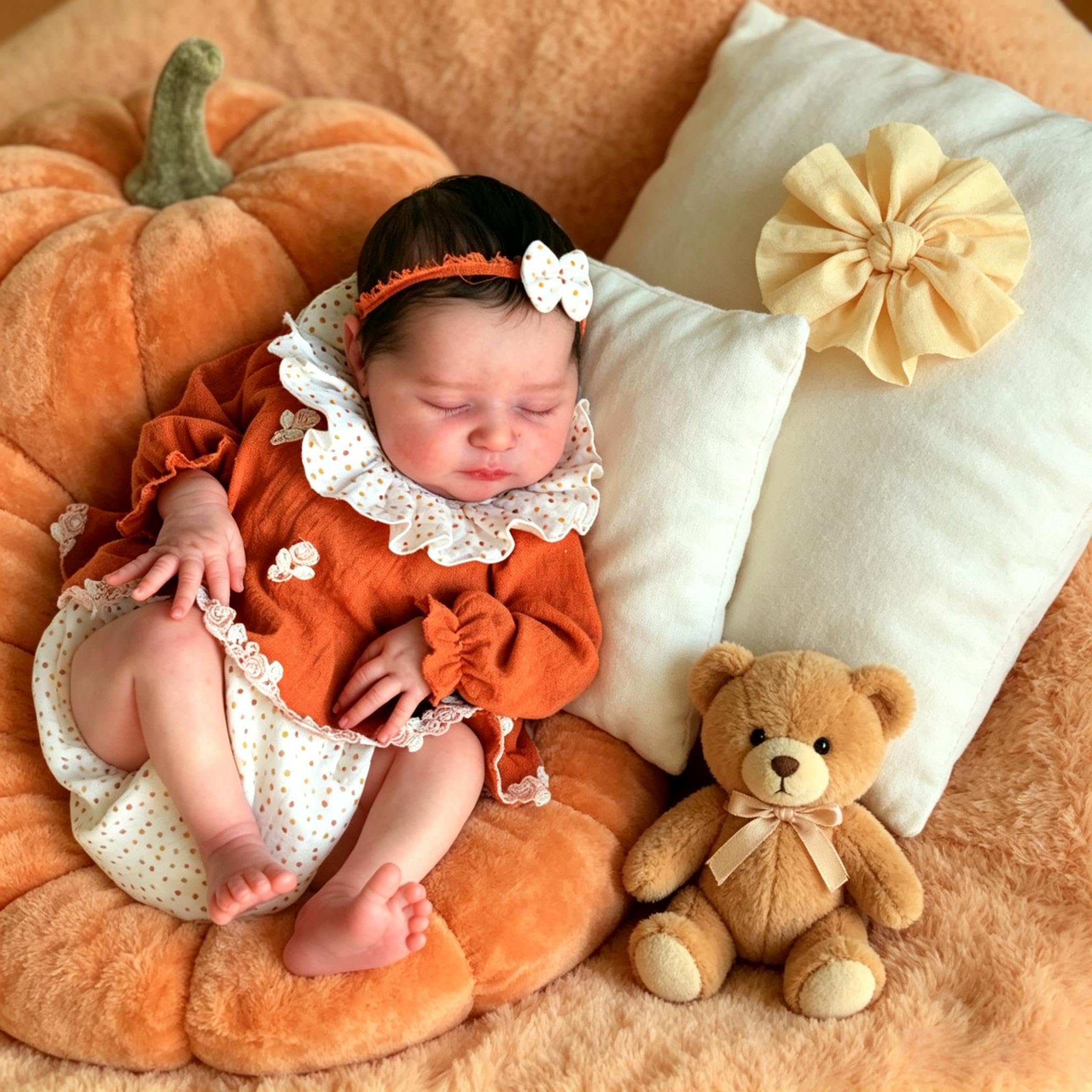 RXDOLL Realistische Reborn-Babypuppen, weicher Stoffkörper, 45,7 cm, schlafend, lebensechte Babypuppen, die echt aussehen bewegliche Vinylgliedmaßen Reborn Kleinkind Puppe Frühchen Babys