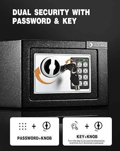 Miniatura 5 de ADIMO Caja fuerte, pequeña caja fuerte para dormitorio universitario con bolsa de dinero impermeable ignífuga para dinero en efectivo o documentos,
