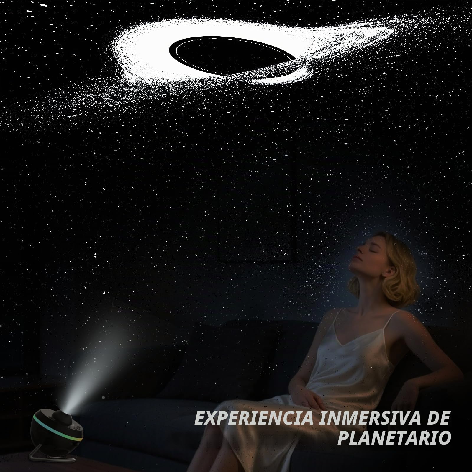 Proyector de estrellas, proyector de estrellas, planetario, luz de noche, luz de techo, espacio, cielo estrellado, con tira de luz, meteorito, proyector Galaxy Star, para niños, dormitorio