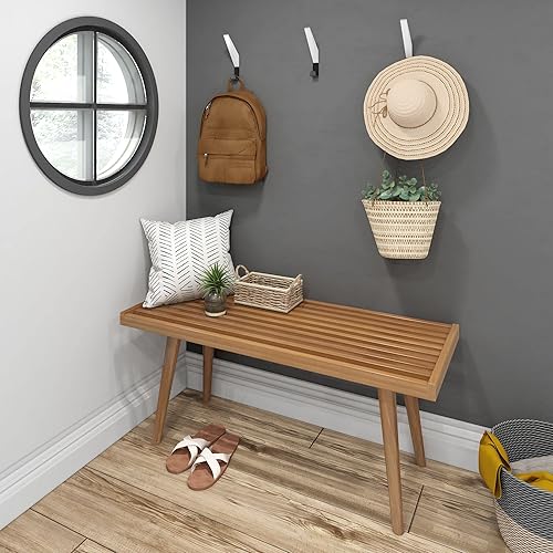Miniatura 7 de Plank+Beam Mesa consola de madera maciza con almacenamiento, mesa de sofá y banco de mediados de siglo, 41.25 pulgadas, muebles de entrada, juego de