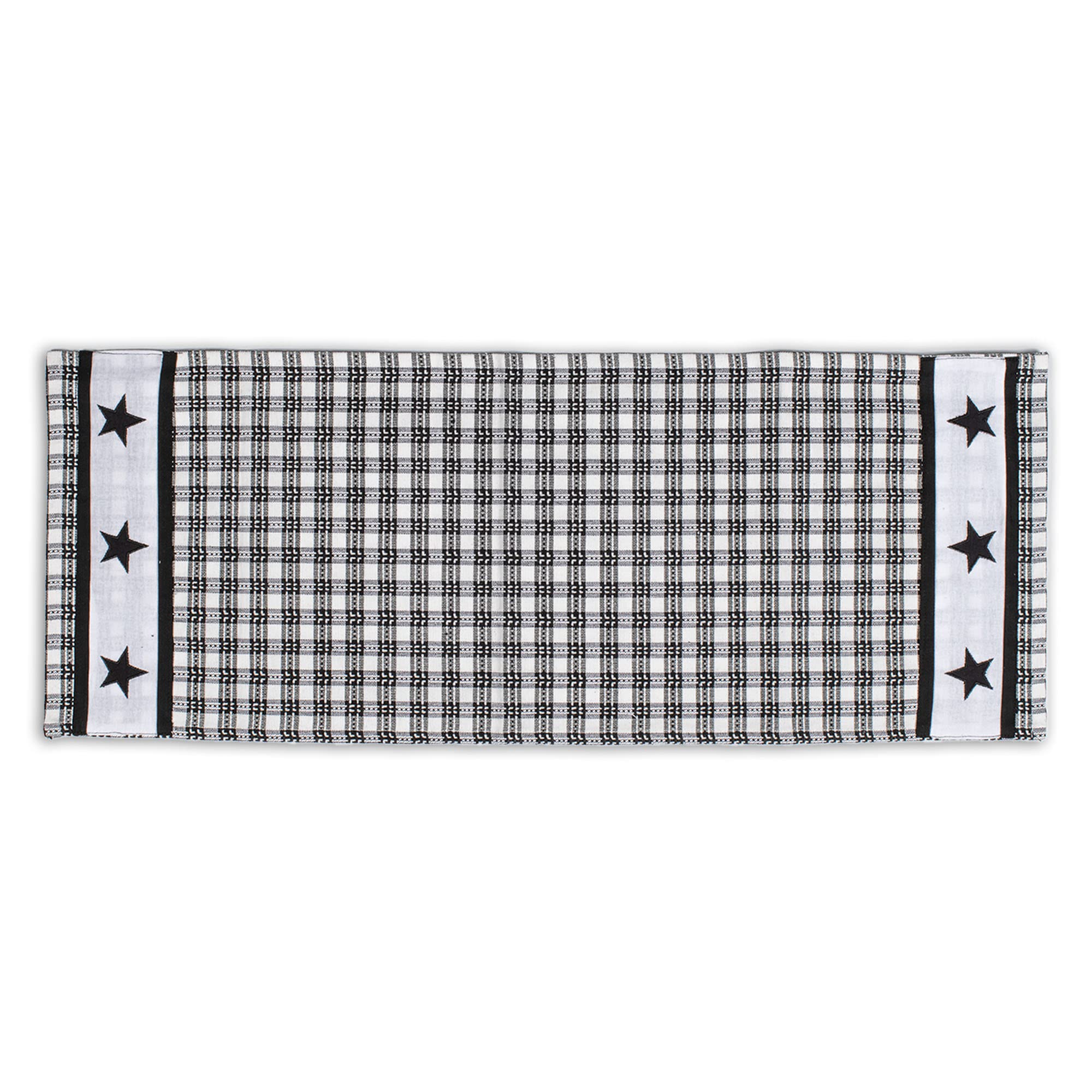 Country House Black and White Charleston Star 13 x 36 Cotton Table Runner