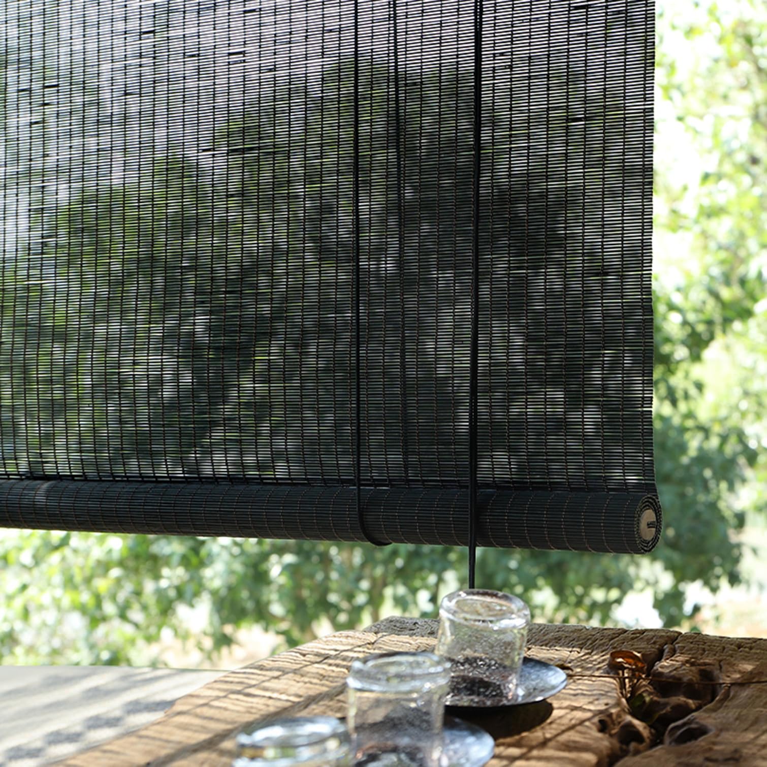 Tende a Rullo in bambù Naturale,Tapparella Bamboo Avvolgibile Cortina Oscurante da Esterno Interno,Nere Veneziana per Finestre,Personalizzate,Larghezza x Altezza (80cm x 180cm)