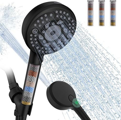 Miniatura 10 de SunCleanse Cabezal de ducha filtrado con mango portátil, cabezal de ducha desmontable de 9 configuraciones de rociado con filtros, cabezal de ducha