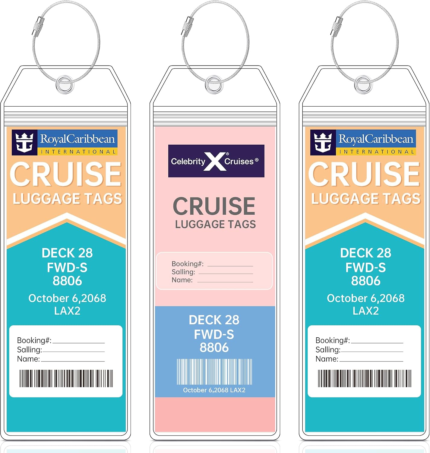 Teskyer Clear Cruise Luggage Tag Holder, Narrow, 3 Pack