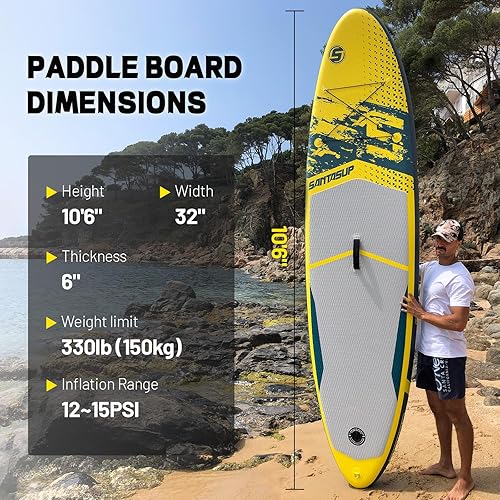 Miniatura 2 de Santasup Inflatable Stand Up Paddle Board with SUP Accessories, Sup Paddle, Wide Stance, Double Action Hand Pump, Non- Slip Deck, Travel Backpack,