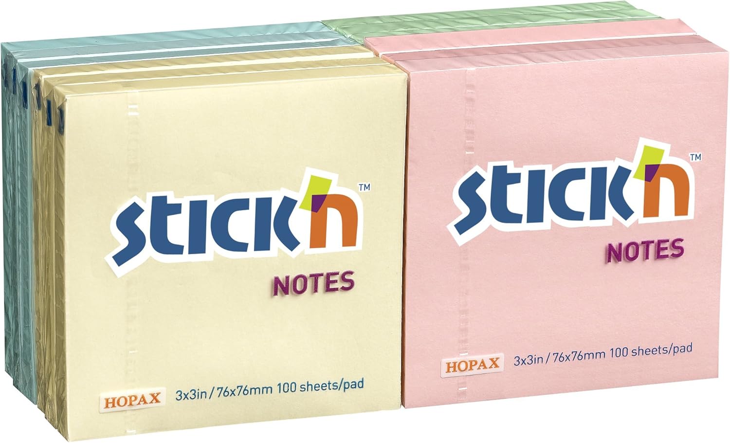 Stick N 21328 76x76mm Pastel Sticky Note Assorted Colour (Pack of 12