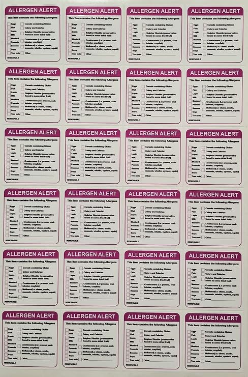 Food Allergy warning day dot labels/Catering Allergen alert Self ...