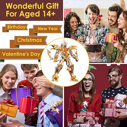 Miniatura 7 de Piececool Rompecabezas 3D para adultos, kit de modelo de figuras de metal Mecha, armadura de hoja creciente, rompecabezas para adolescentes,
