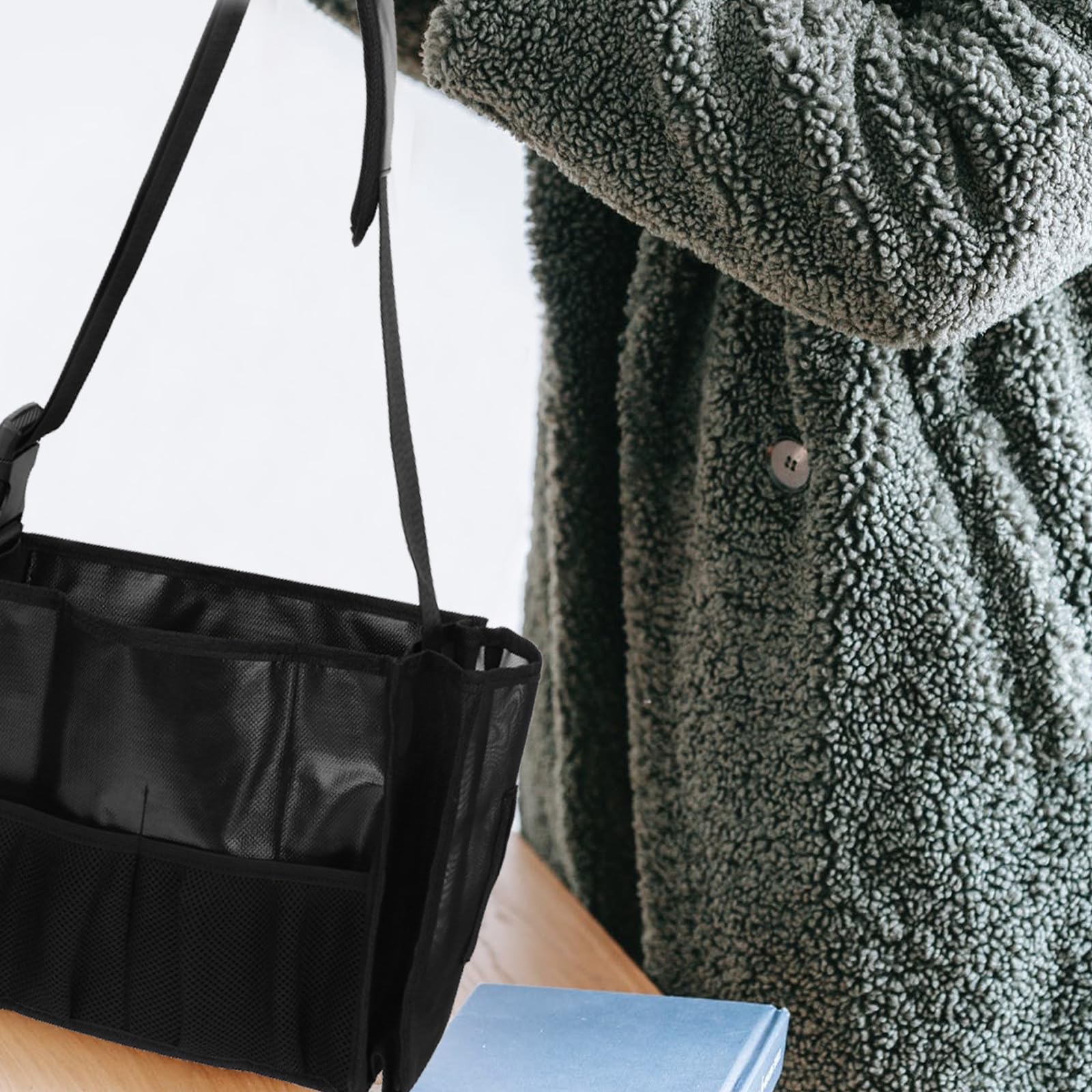 Borsa Porta Trucchi Donna Grande Capacità in Garza Nera, Portatile e Pratica per Trucco Professionale e Organizzazione Pennelli da Viaggio
