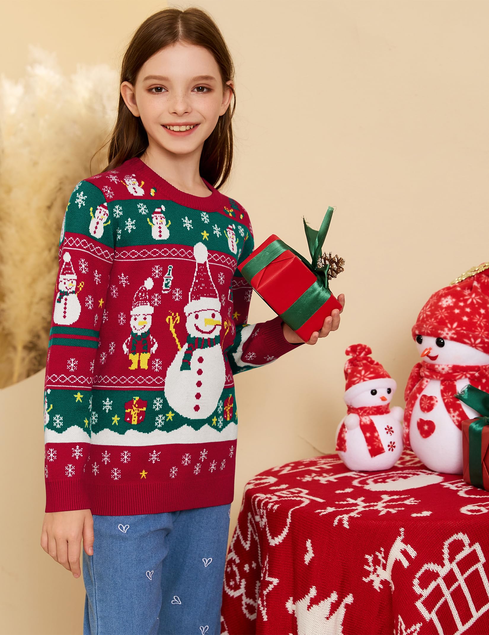 Jersey de Navidad para Mujer, Hombre, niños, Divertido, suéter navideño, Cuello Redondo, suéter de Punto, Unisex, Conjunto Familiar